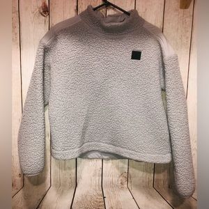 Under Armour Womens Large Grey Sherpa Fleece Mock Neck Pullover Sweatshirt EUC